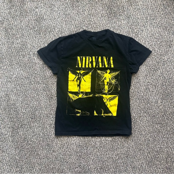NIRVANA Other - Nirvana Graphic Band Tee Small • Black Yellow Rock Grunge Shirt